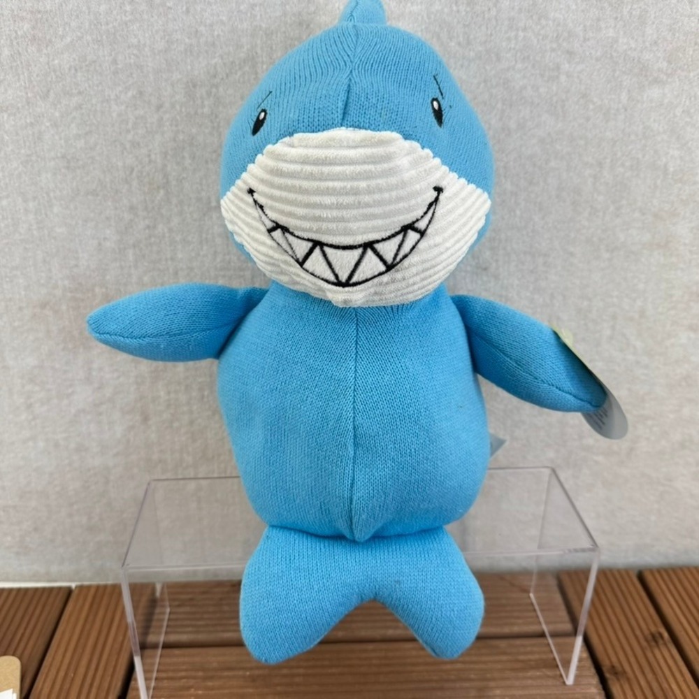Spark Create Imagine Smiling Shark Knit Friends Blue Plush Stuffed Animal 14"